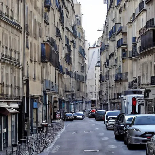 Image similar to une rue de paris vide avec des voitures garees