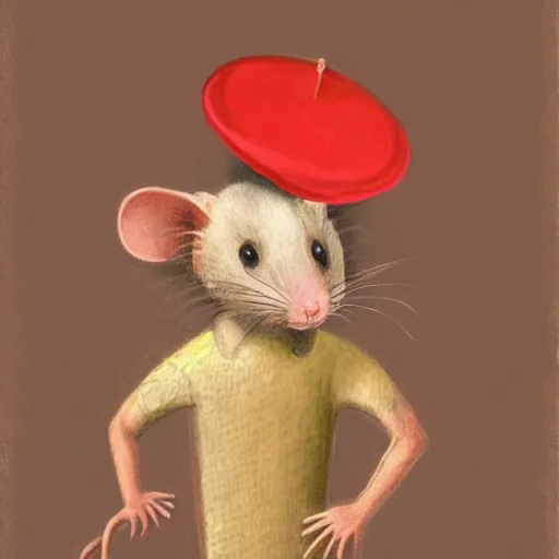 Prompt: portrait of a humanoid rat wearing a hat in the style of piccaso