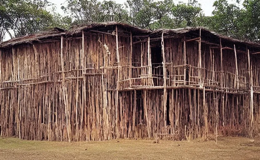 Image similar to “ indigenous long house, but very long ”