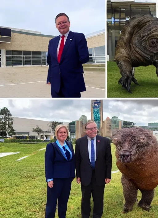 Image similar to a politician photo op with creatures from another dimension