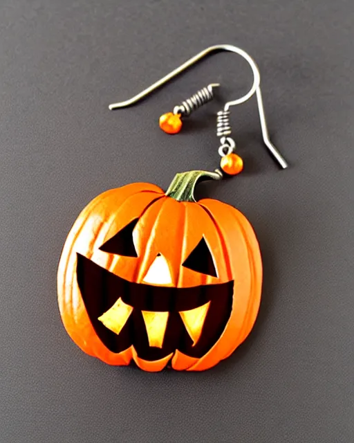Image similar to spooky jack'o'lantern, 2 d lasercut earrings,