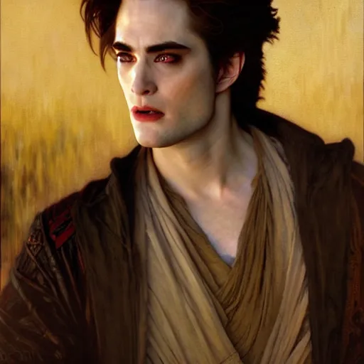 Image similar to edward cullen as a jedi highly detailed painting by gaston bussiere, craig mullins, j. c. leyendecker, alphonse mucha 8 k