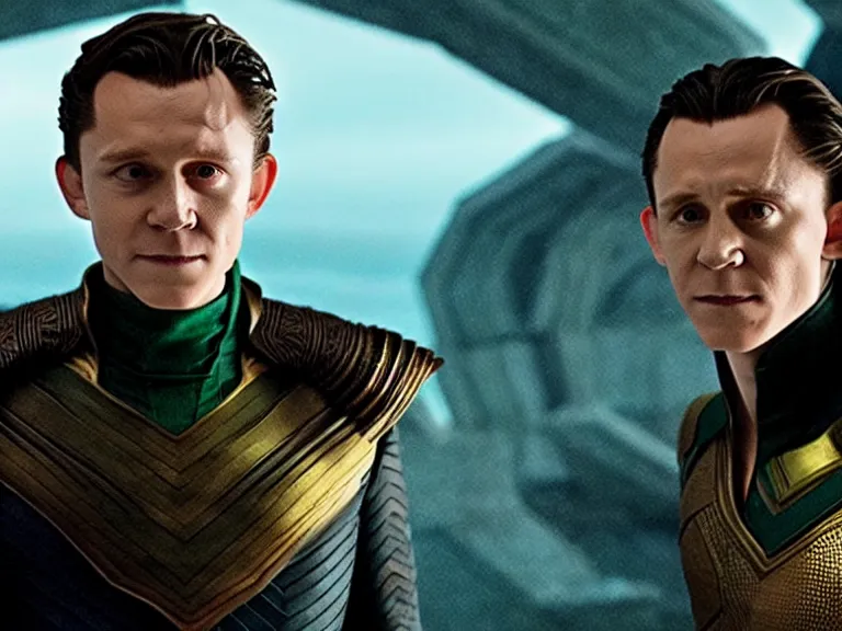 Prompt: tom holland as loki in dune, cinematic