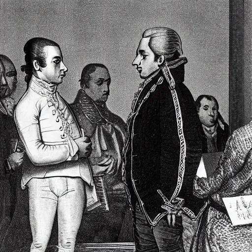 Image similar to mozart lining up for an autograph at a 1 0 0 gecs concert