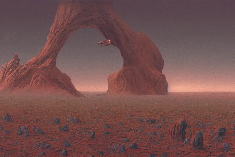 Prompt: finely detailed photorealistic exotic alien landscape by John Schoenherr and Jim Burns