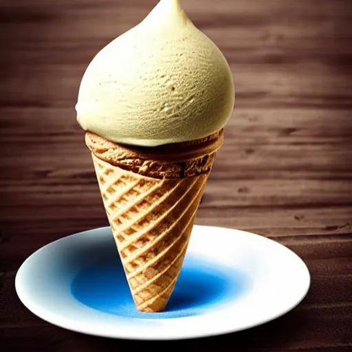 Prompt: mysterious levitating ice cream cone of a very strange flavor that comes with an unusual surprise