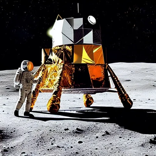 Image similar to concept art of the moon landing