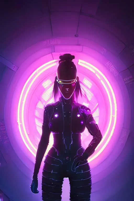 Prompt: portrait futuristic dreaming cyberpunk female ninja, in futuristic neon light and firefly tokyo rooftop cyberpunk night, ssci-fi, fantasy, intricate, very very beautiful, elegant, neon light, highly detailed, digital painting, artstation, concept art, soft light, hdri, smooth, sharp focus, illustration, art by tian zi and craig mullins and WLOP and alphonse mucha