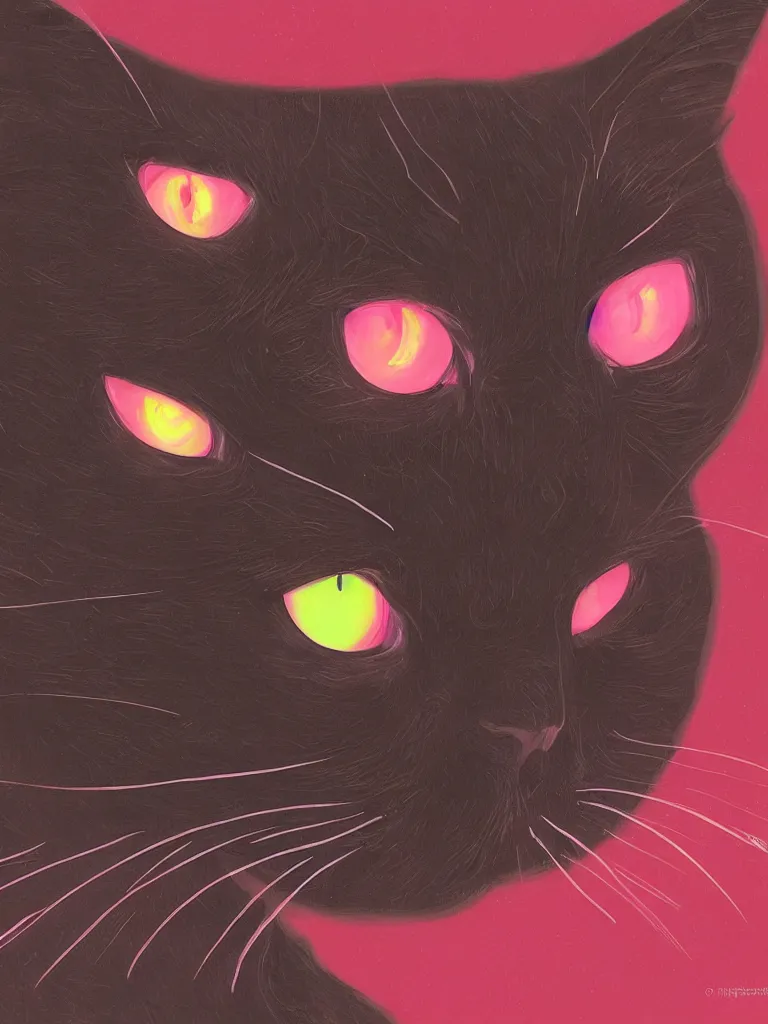 Prompt: cats with neon eyes by disney concept artists, blunt borders, rule of thirds