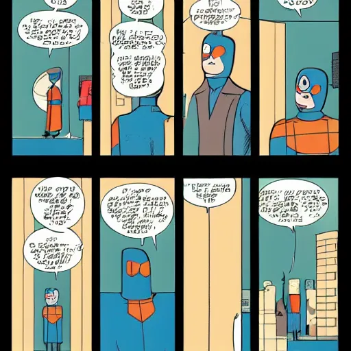 Image similar to unique comic book page layout in the style of Chris Ware