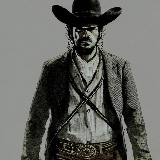 Prompt: late 1 9 th century mexican vaquero, spaghetto western, yoshitaka amano character illustration, concept art