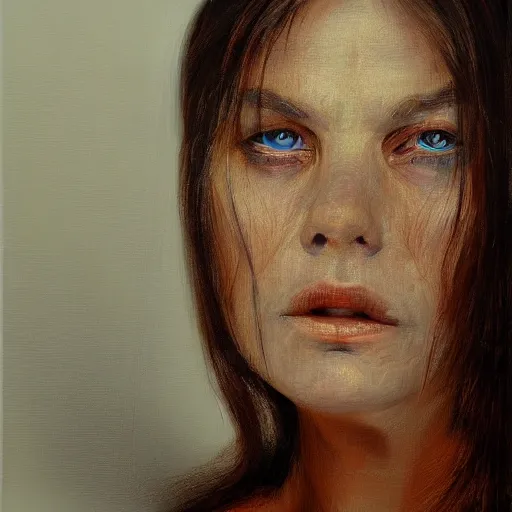 Image similar to Silence. silence is a portrait of a woman painted by Zdzislaw Beskinski, 8k, photorealistic resolution