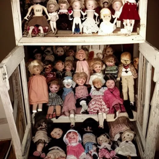 Image similar to attic full of creepy dolls