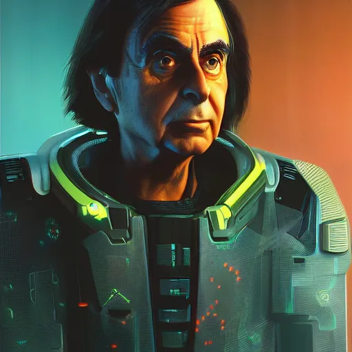 Image similar to carl sagan portrait in cyberpunk 2 0 7 7 3 8 4 0 x 2 1 6 0 simulation hypothesis