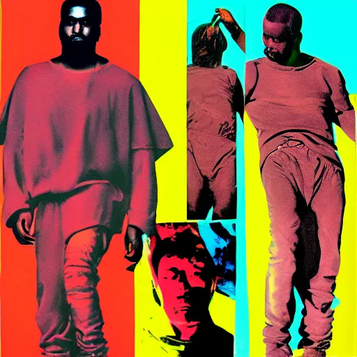 Image similar to yeezus, by andy warhol