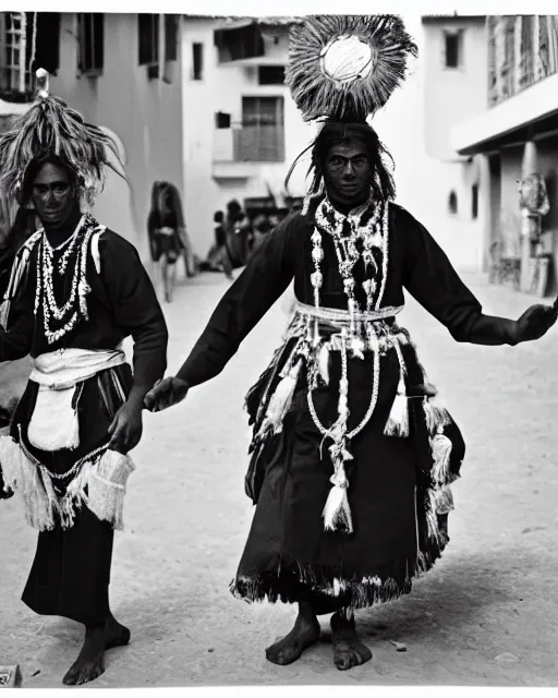 Image similar to Award winning reportage photo of Monegasque Natives with incredible hair wearing traditional garb by Garry Winogrand and Dian Arbus, 85mm ND 5, perfect lighting, gelatin silver process