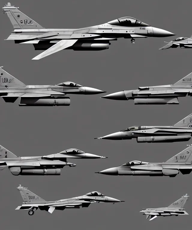 Prompt: 2 d shooter game concept art sprite sheet!!!, f 1 6 combat plane concept art, hyperrealism, fine detail, 8 k, 3 d render, artgerm, artstation contest winner, cgsociety, axial tilt!!!, cryengine, zbrush, vray, no background