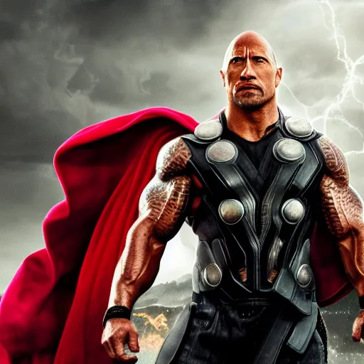 Prompt: Dwayne Johnson as Thor 4k detail