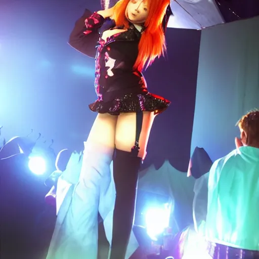 Prompt: anime diva performing on stage, cold backlit