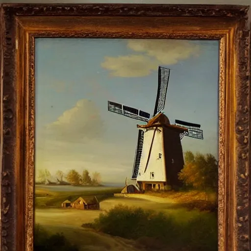 Image similar to dutch windmill golden age oil painting