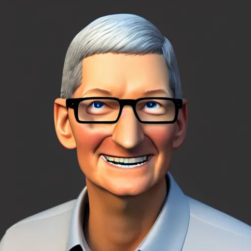 Image similar to Pixar style 3d render of Tim Cook