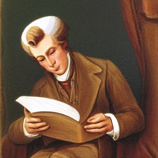 Image similar to joseph smith with his face in a hat reading book of mormon through the urum and thummum