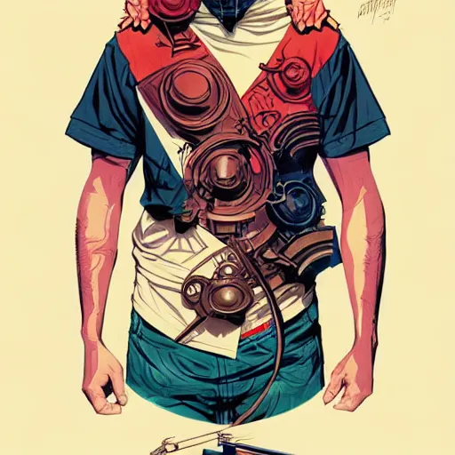 Image similar to concept art of tshirt design, 1 6 colors, logo, ink drawing, art by jc leyendecker and sachin teng