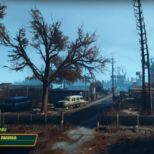 Prompt: fallout 4 arby's drive thru, game screenshot