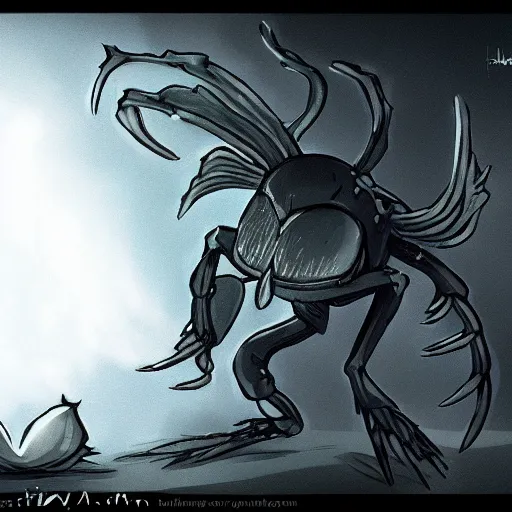 Image similar to hollow knight the bug warier, trending on art station