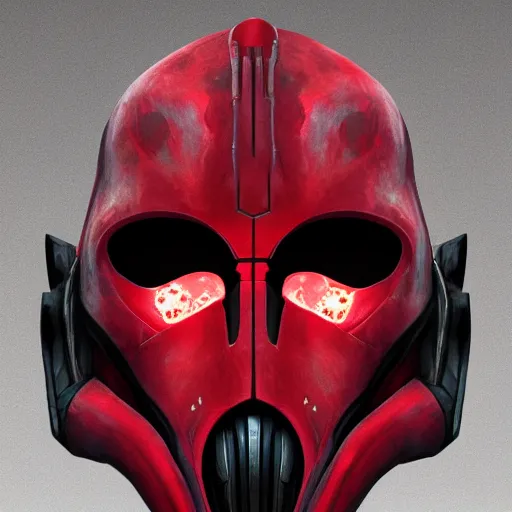 Prompt: general grievous head coming out of a red mist, trending on artstation, profile pic, centered, accurate anatomy, highly detailed, digital art,