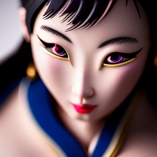 Image similar to photograph portrait of Chun-Li, intricate detail, sigma 85mm f/1.4, 4k, depth of field, high resolution, 4k, 8k, hd