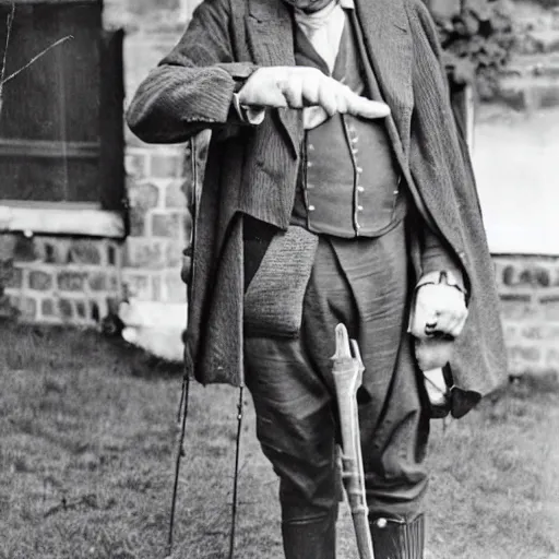 Prompt: friendly british gentleman lord is telling a joke, vintage photo