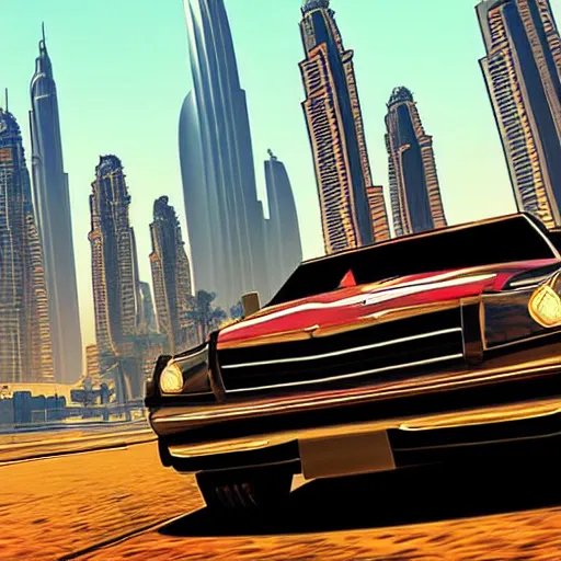 Image similar to gta : dubai, artwork