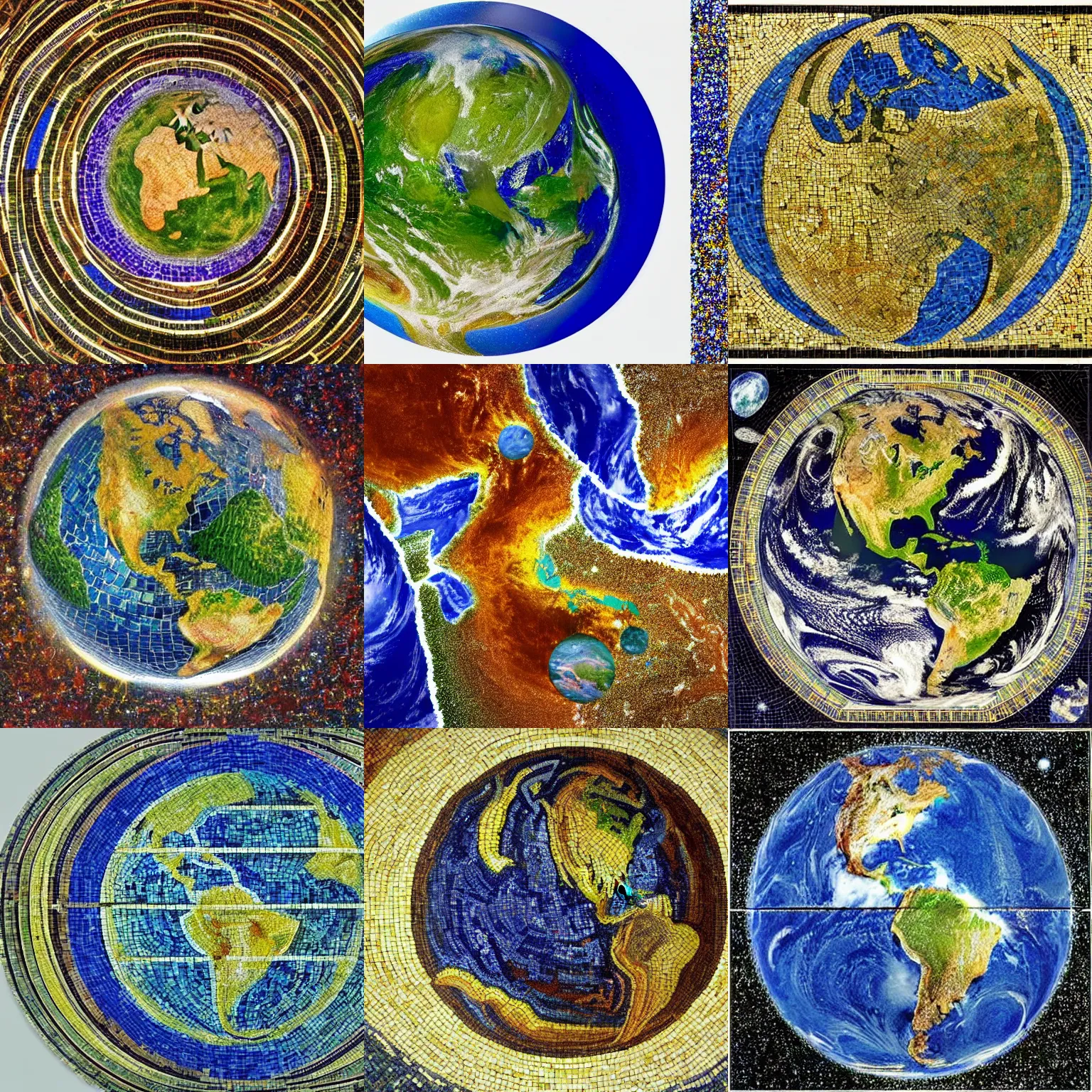Prompt: a mosaic of planet Earth