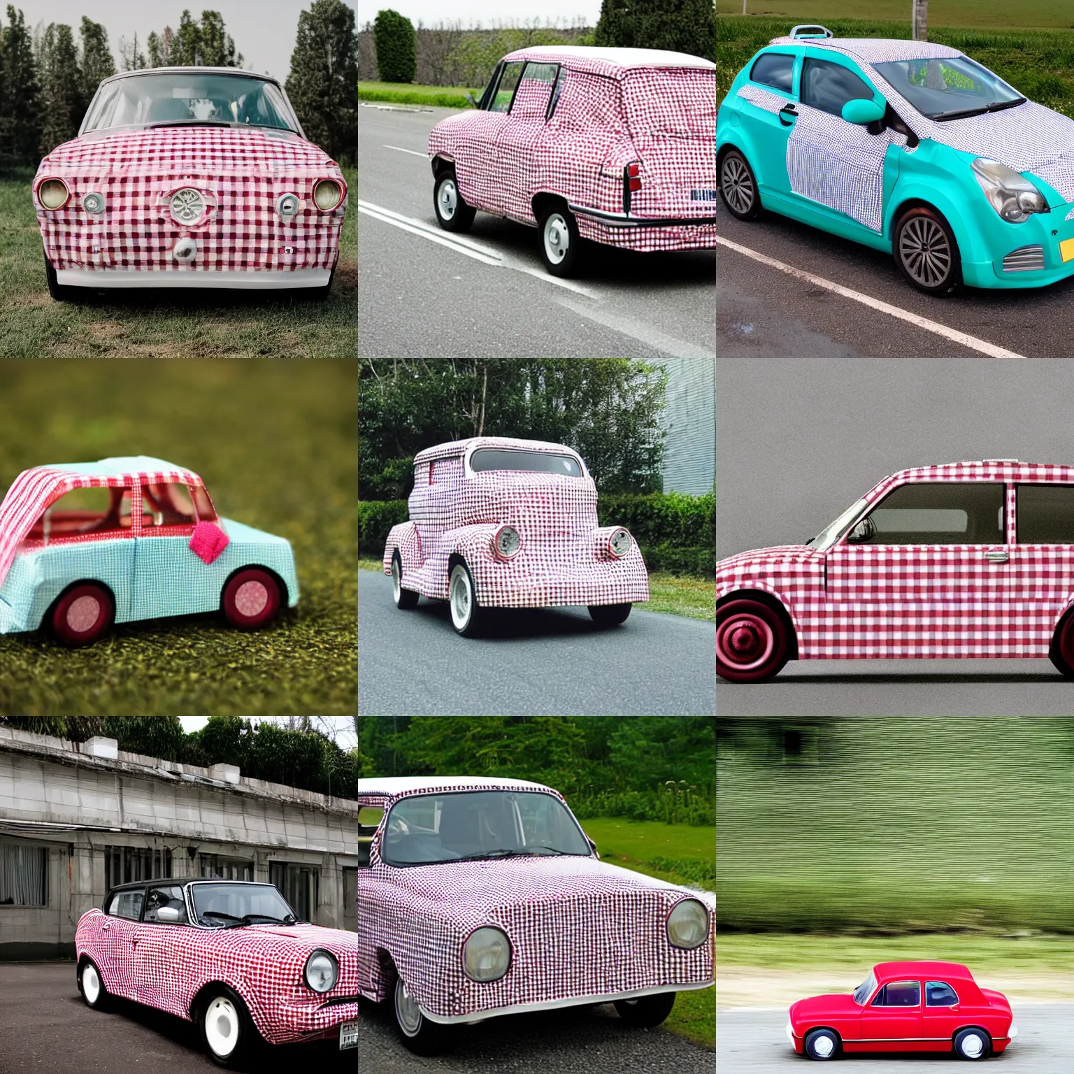 Prompt: a gingham car