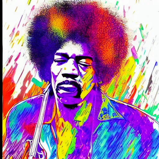 Prompt: jimi hendrix, artistic, abstract, sketch, 8 k, high detail,