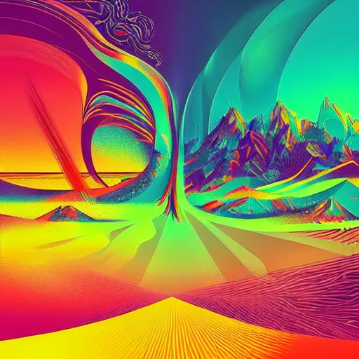 Image similar to psychedelic abstract digital artwork reminiscent of album covers from the 70's in the art style of Alena Aenami, Marcel Marcel and Metzinger