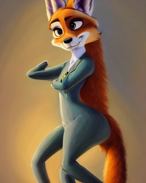 Prompt: beautiful oil painting of anthromorphic female wolf, in style of zootopia, zootopia, zootopia, fursona, furry, furaffinity, 4 k, deviantart, furry art, fursona art, wearing black business suit, business suit, in style of zootopia, wolf fursona, female, expressive detailed very very very feminine face,