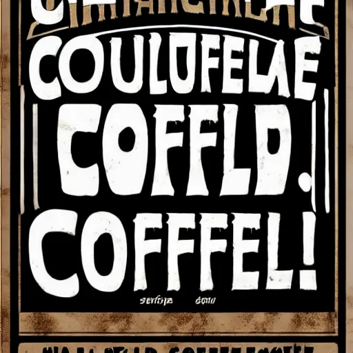 Image similar to Poster or sign for Cthulhu coffee, dark blend, course grind, cappuccino, latte