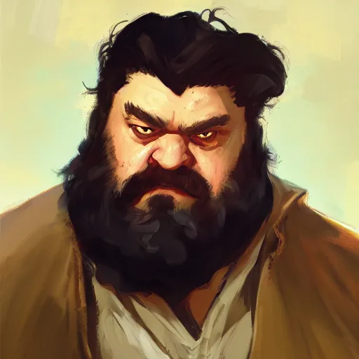 Prompt: greg manchess portrait painting of rubeus hagrid as overwatch character, medium shot, asymmetrical, profile picture, organic painting, sunny day, matte painting, bold shapes, hard edges, street art, trending on artstation, by huang guangjian and gil elvgren and sachin teng