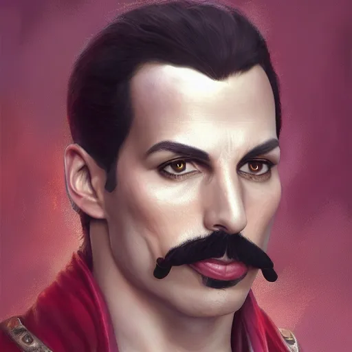 Image similar to portrait of freddie mercury playing waluigi, fantasy, intricate, elegant, highly detailed, digital painting, artstation, concept art, matte, sharp focus, illustration, art by aenaluck and roberto ferri and greg rutkowski, digital painting