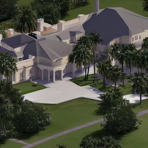 Image similar to nuclear secrets hidden in a fortified golf mansion in florida as a hitman video game mission, next gen screenshot, president trump is looking into the camera