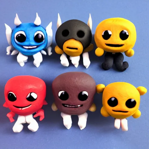 Prompt: claymation style monsters binding of isaac