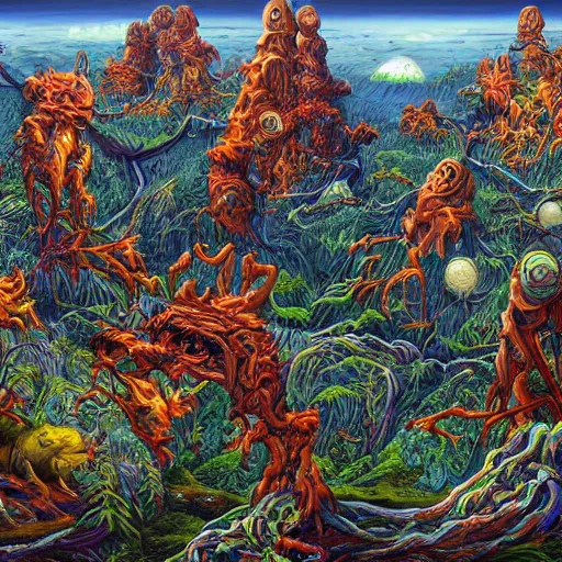 Image similar to hyper - detailed character composition painting in the style of artist chris mars, in a landscape