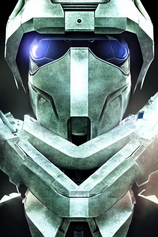 Image similar to robot ninja mask helmet halo master chief radiating a glowing aura global illumination ray tracing hdr fanart arstation by ian pesty and katarzyna da „ bek - chmiel