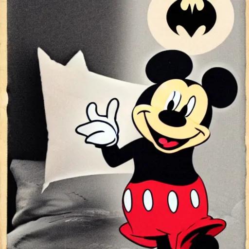 Prompt: mickey mouse as batman