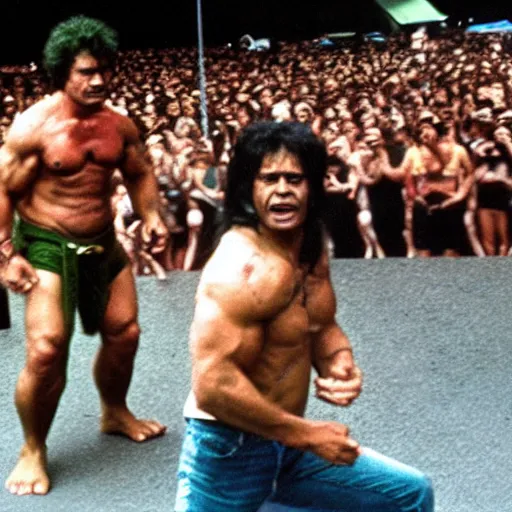 Image similar to hulk performing at woodstock