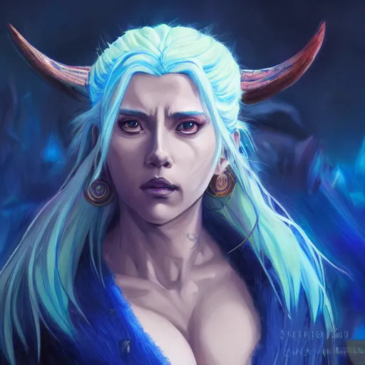 Prompt: anime portrait of Scarler Johansson as a shaman yedi using dark force to eliminate trump as an anime antagonist by Stanley Artgerm Lau, WLOP, Rossdraws, James Jean, Andrei Riabovitchev, Marc Simonetti, and Sakimichan, trending on artstation