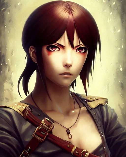 Image similar to portrait Anime Pirate on a ship Sharp fine face, pretty face, realistic shaded Perfect face, fine details. Anime. Antique Renaissance realistic shaded lighting by katsuhiro otomo ghost-in-the-shell, magali villeneuve, artgerm, rutkowski Jeremy Lipkin and Giuseppe Dangelico Pino and Michael Garmash and Rob Rey