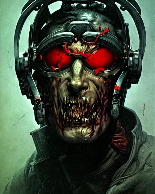 Image similar to soldier 7 6 from overwatch, evil zombie, character portrait, portrait, close up, concept art, intricate details, highly detailed, horror poster, horror, vintage horror art, realistic, terrifying, in the style of michael whelan, beksinski, and gustave dore